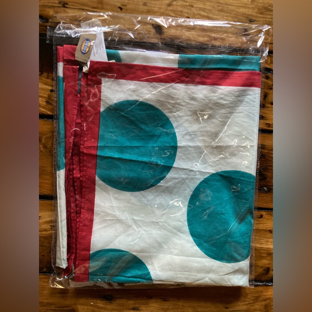 NWT Fossil Brand Large Polka Dot Cotton/Silk Scarf
